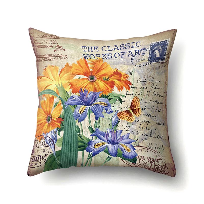 Полиэстеровая наволочка Автомобильная декорация Наволочка с ретро-принтом Чехол для поясничной подушки Чехол для подушки-башни Прикроватный чехол для подушки