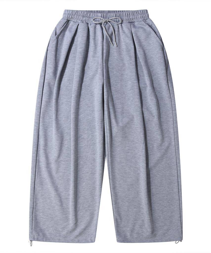 ROCKED GARAGE Unisex Peira Two-Way Double Pintuck Balloon Wide Training Pants All Seasons_Gray