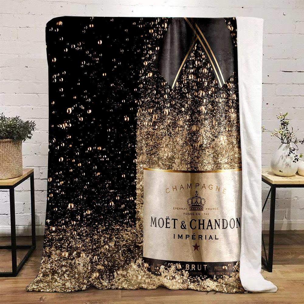 "Moët & Chandon Champagne Sparkle Design" Patterned flannel blanket perfect for the bedroom living room, sofa, or a little nap