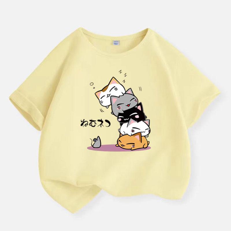 Детские модные топы Летняя милая детская футболка с коротким рукавом Европейский и американский мультяшный принт