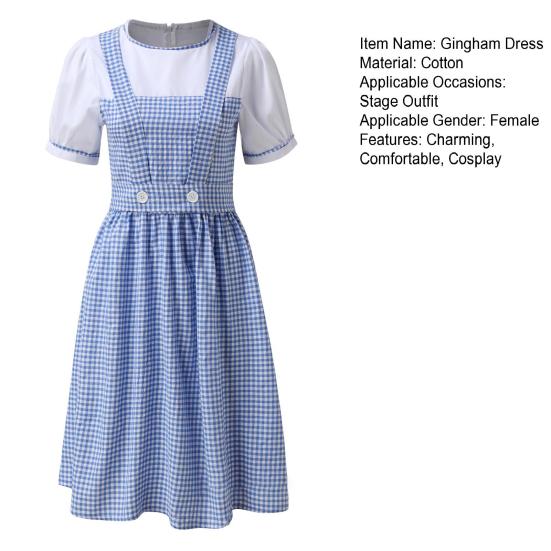 Платье в синюю клетку для девочек, костюм для вечеринки в стиле Канзас-Девочка на Хэллоуин, костюм персонажа из сказки, костюм для косплея для детей