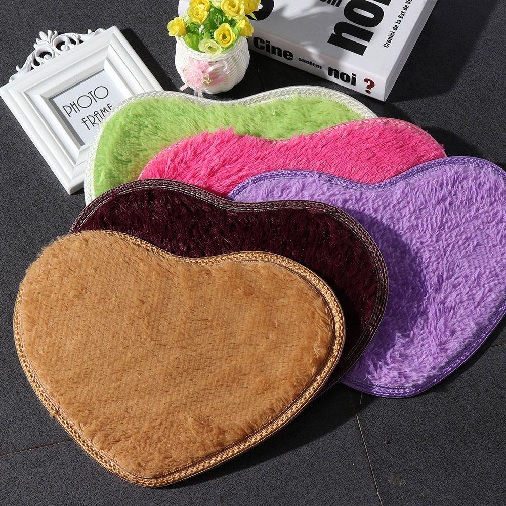 40x30cm Fashion Soft Nonslip Floor Memory Foam Flannel Carpet Bath Rug Heart Mat