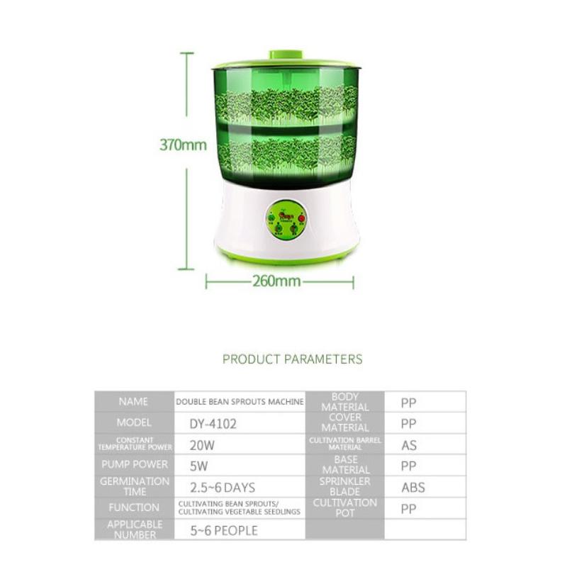 Автоматическая интеллектуальная машина для выращивания ростков фасоли, электрическая большая емкость, здоровый DIY чайник для выращивания ростков фасоли, термостат