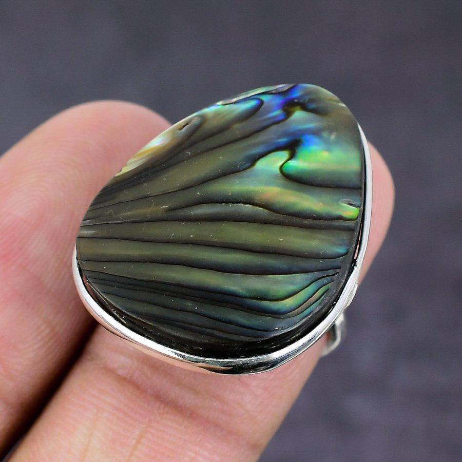 Abalone Shell Handmade 925 Sterling Silver Jewelry Ring Size 7 I3g08