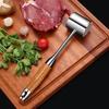 Double-side Meat Hammer Stainless Steel Steak Mallet Kitchen Beef Hitting Tool  Meat Preparation