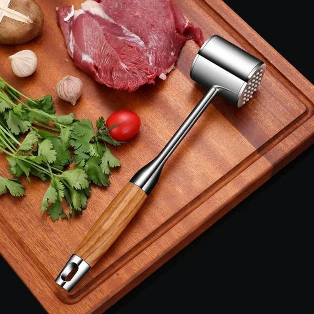 Double-side Meat Hammer Stainless Steel Steak Mallet Kitchen Beef Hitting Tool  Meat Preparation