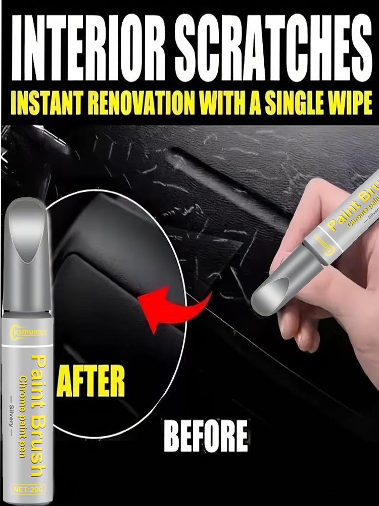 Car Touch-Up Pen - a Specialized Marker for Repairing And Refurbishing Scratches on Black Plastic Interiors, Steering Wheels, An