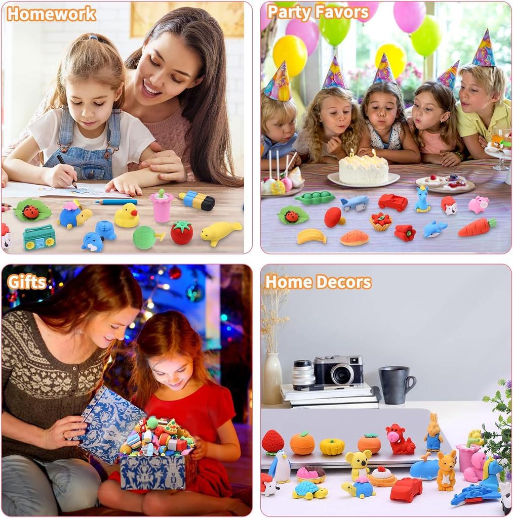 100 шт. ластиков для детей, милые ластики для карандашей в виде животных, мини-ластики для карандашей-пазлов, детские ластики-пазлы, ластики для вечеринок, ластики для карандашей в виде животных, начальная школа