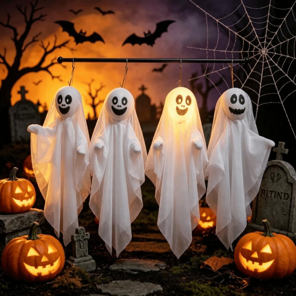 Light Up Spooky Outdoor Decor Wall Pendant Ghost Decorations Haunted House Props Garden Decoration