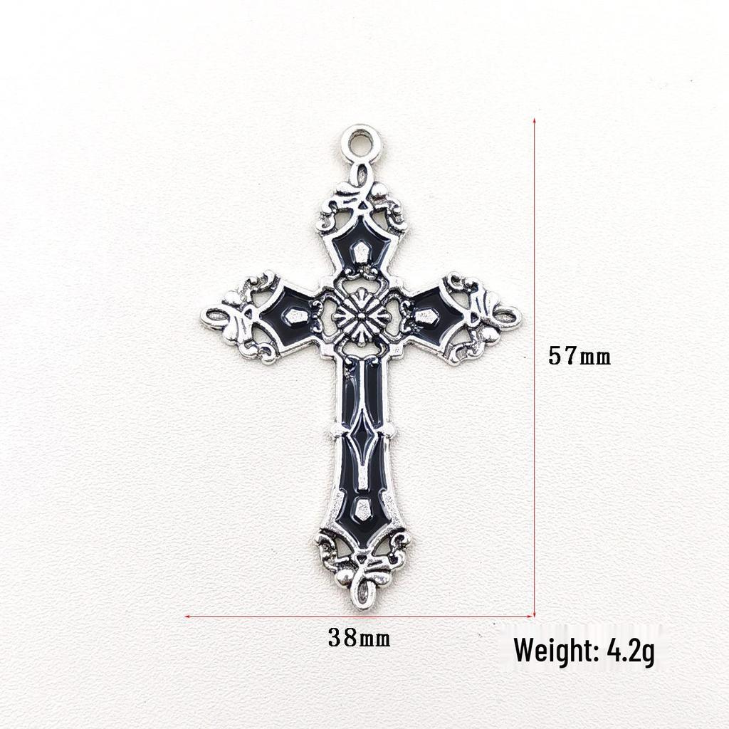 Men's Retro Antique Silver Vine Pattern Cross Necklace Pendant