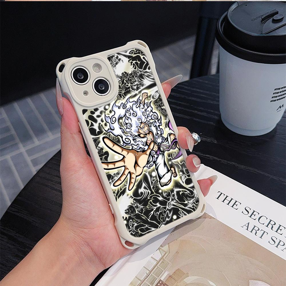 Мягкие чехлы для телефонов Ae92 One Piece Luffy Gear 5 для iPhone 16 15 14 13 12 11 Pro Max 7 8 Plus XR XS с ремешком на запястье, защитным шнурком для углов, задняя крышка