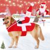 Novelty Pet Dog Christmas Costume Santa Riding Dress Apparel Funny Party Dressing Up Cosplay Clothing Winter Warm Clothes Coat