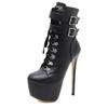 Women Autumn Ankle Boots Sexy High Heels Platform Boots Round Toe Leather Booties Black Shoes Ladies Party Shoes New
