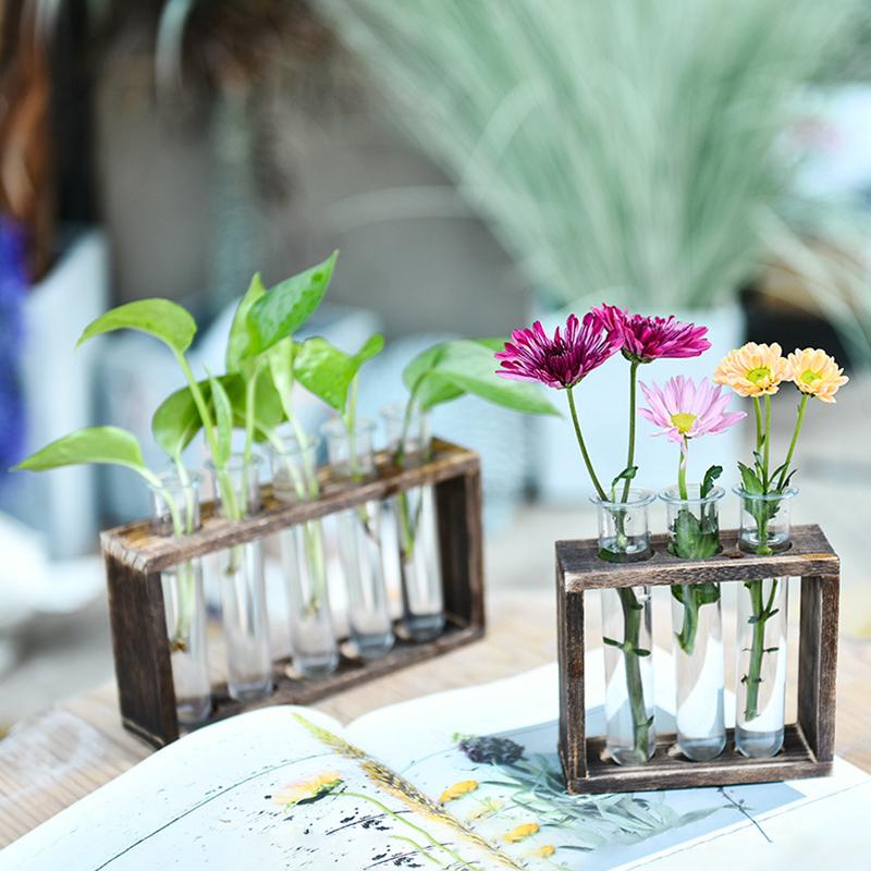 1 шт. Пробирки для рассады, современная стеклянная ваза, стеклянная водная станция для выращивания растений, гидропонная минималистская деревянная рамка