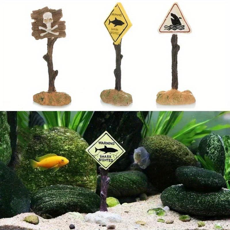 5 шт. Искусственный знак предупреждения о акуле, смола, декорации для аквариума, для ландшафта аквариума.