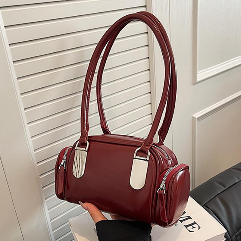 Versatile PU Leather Tote for Women Red Underarm Bags Single Shoulder Shopping Travel Traveler's Pack Simple Fashionable New
