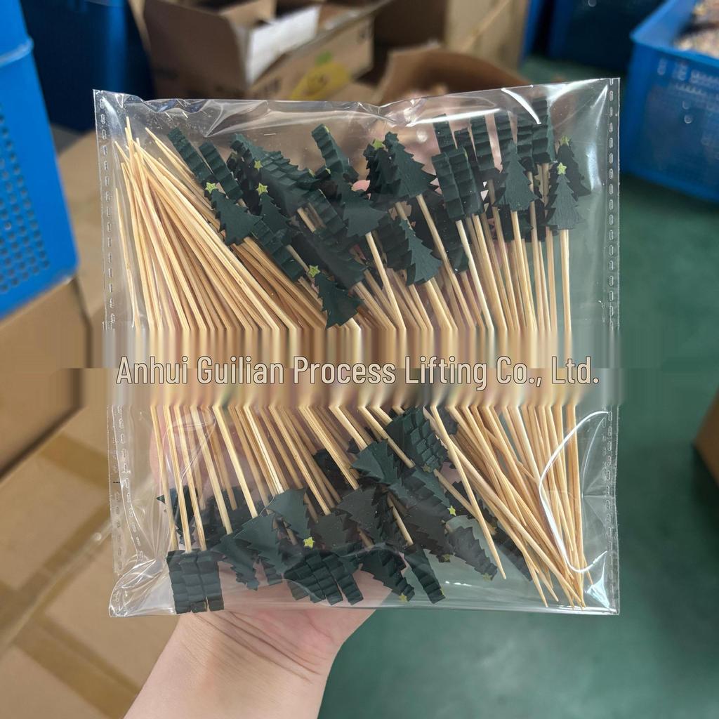 Бамбуковые шпажки для рождественских коктейлей и фруктов с Санта-Клаусом