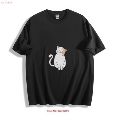 Милая Мультяшная Трехцветная Кошка Футболка винтажная Стиранная Мягкая дизайнерская одежда Удобная модная Повседневный Стильный Топ Для Повседневной Носки