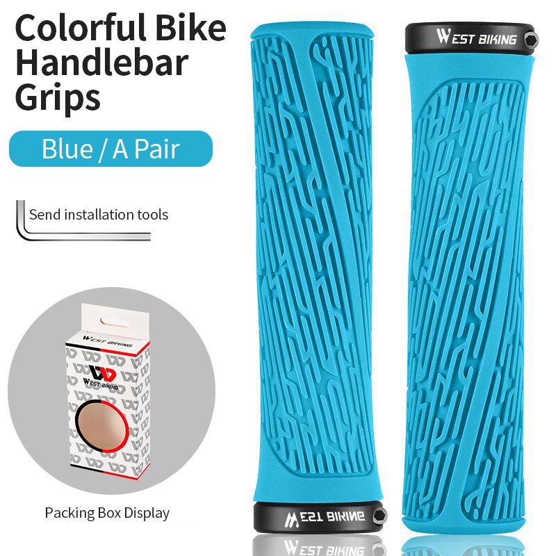 WEST BIKING Colorful Grips Rubber Non-slip MTB Bike Handlebar Grip Aluminum Alloy Bicycle Accessories Cycling Handle Bar Grips