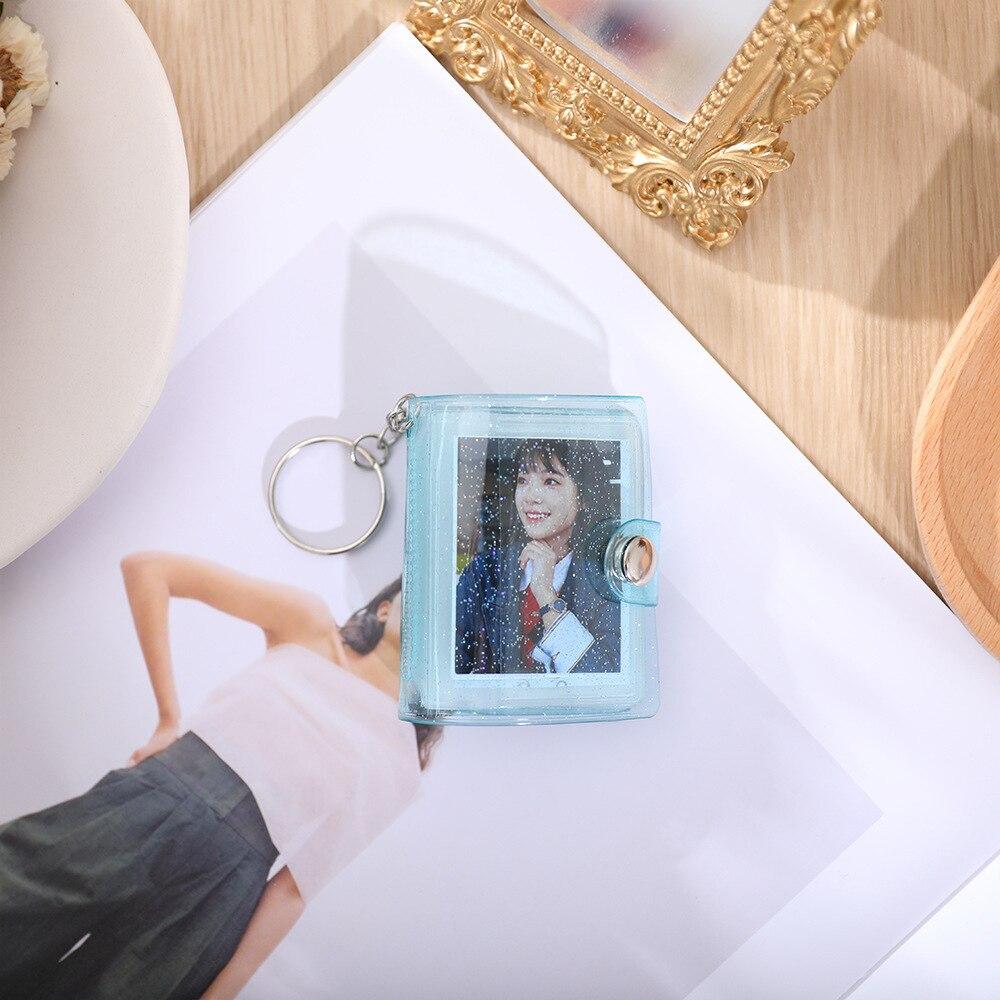 New Mini Photo Album 1 Inch 2 Inch Transparent Photo Album Keychain Pocket ID Photo Storage Business Card Organizer Holder