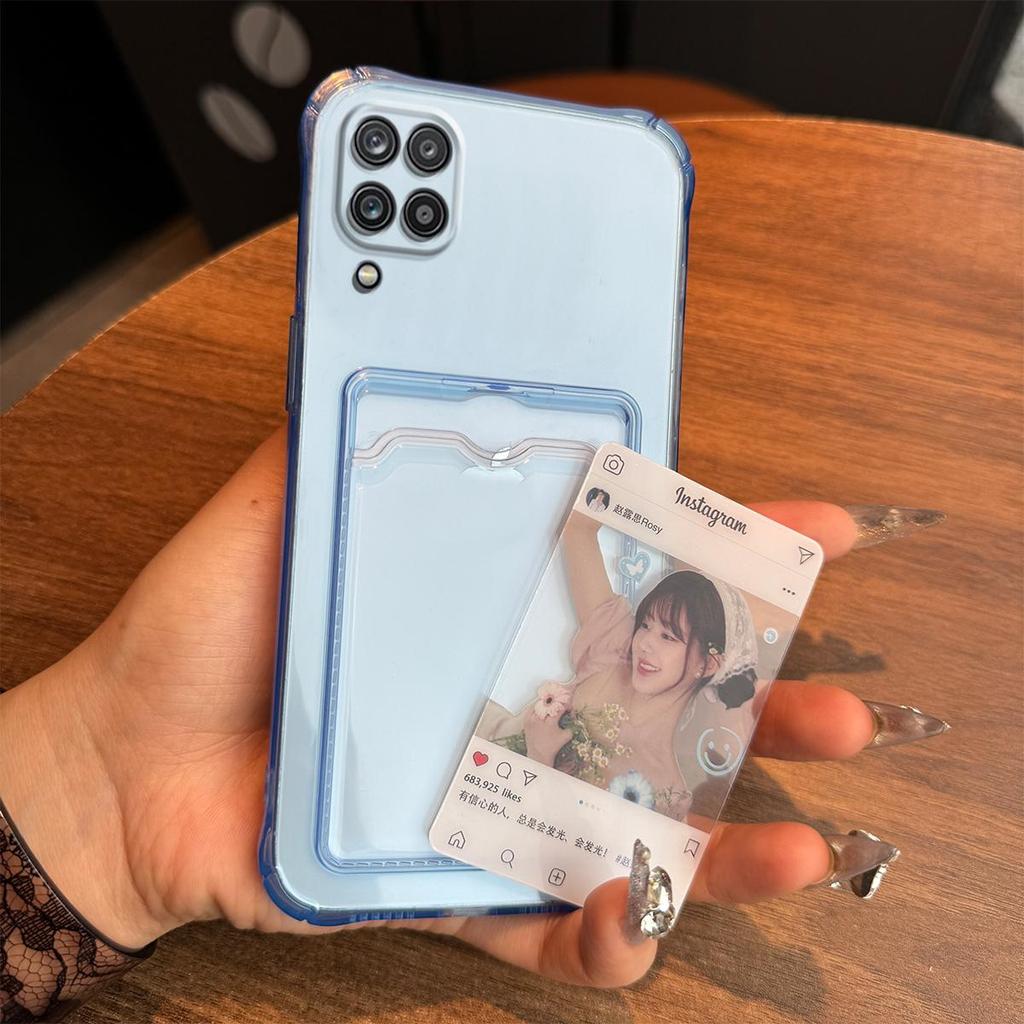 Прозрачный противоударный чехол для Samsung Galaxy A42 5G, A22 4G, A12, M53 5G, M33 5G с держателем для карт