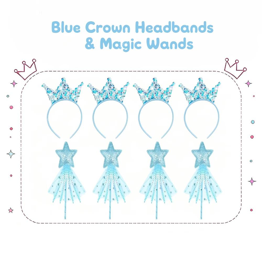 8-48Pcs Glitter Star Magic Wand Fairy Wand Tassel Glitter Sequins Princess Crowns Headband for Kids Birthday Party Gifts Wedding