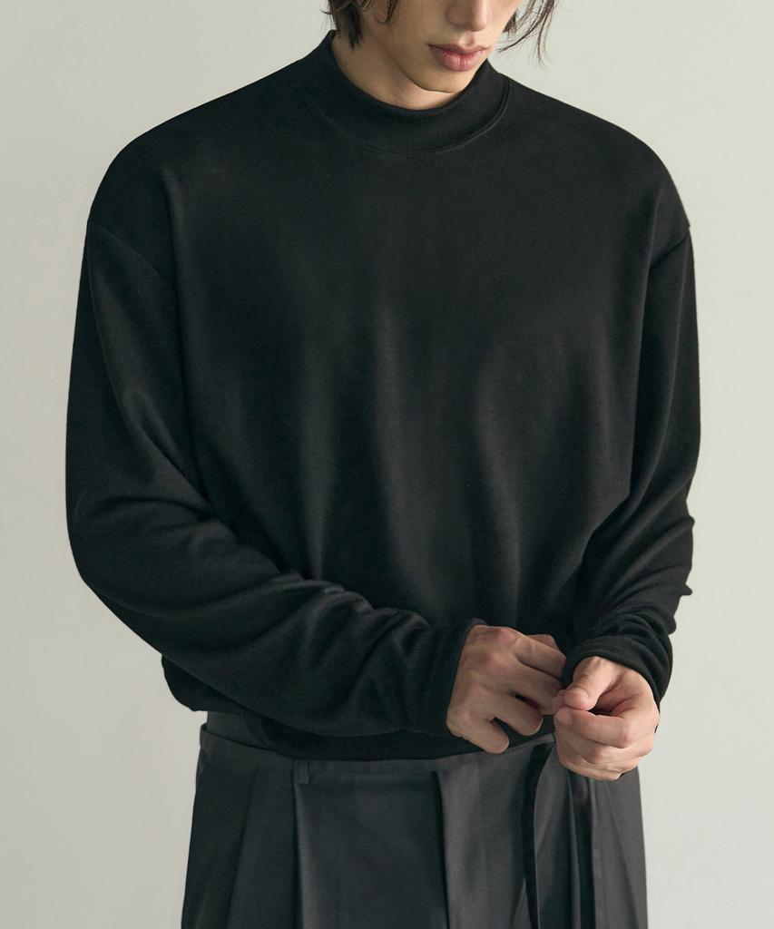 ROTEMBER Layered Mock Neck Knit T-Shirt [Black]