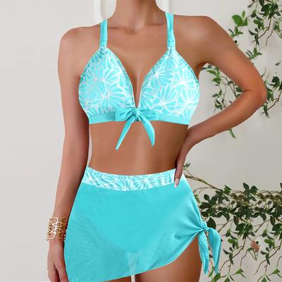 Плюс размер Женская мода сексуальный круглый вырез элегантный и легкий зернистый комплект бикини облегающий пляжный купальник комплект из двух частей