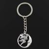 Fashion Circle Moon Angel 31x26mm Pendant 30mm Key Ring Metal Chain Silver Color Men Car Gift Souvenirs Keychain