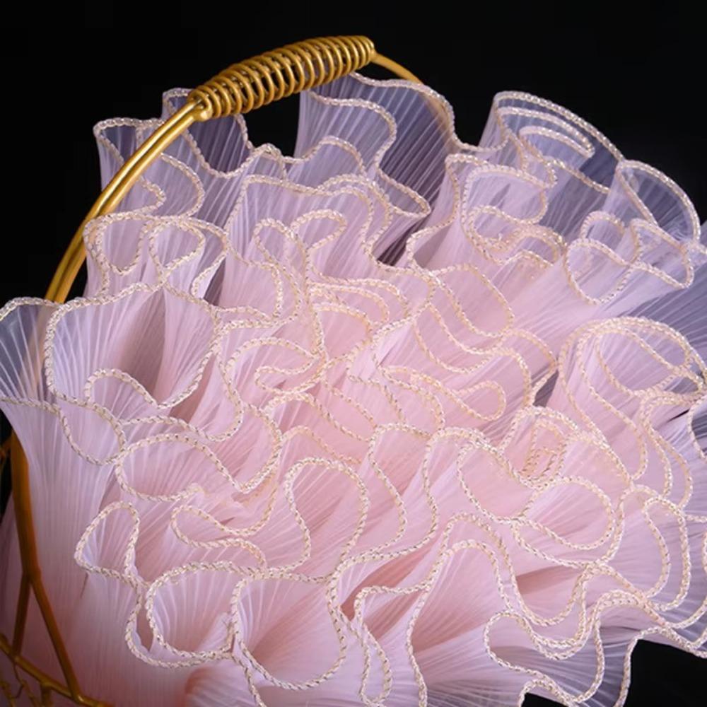 Pearl Edge Bouquet Roll Multiple Color Mesh Wave Yarn Flower Wrapping Mesh Yarn For Wedding Party