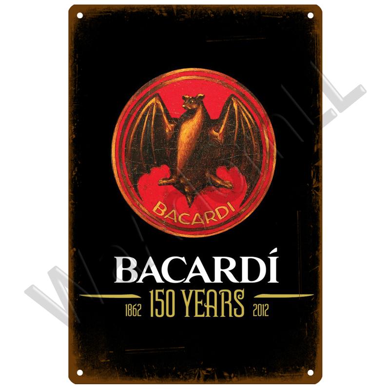 HD Жестяная вывеска Винтажная Ром Bacardi Бар Декор Стены Ретро Логотип Летучей Мыши Bacardi Арт Рекламы Алкоголя Металлическая Жестяная Вывеска для Паба Мужской Уголок H