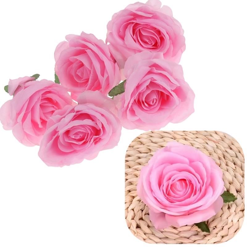 Rose Head Artificial Flowers for Decoration Compositions 5 pcs - Pink