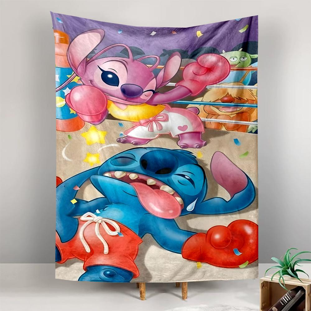 Printed Tapestry - Lilo Stitch Angel Boxing Cartoon for Dorm Room