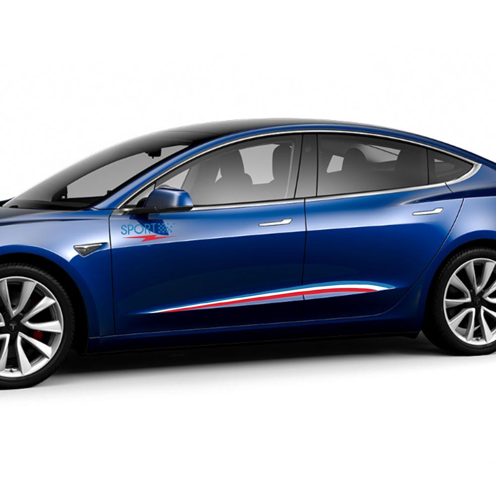 4 шт., боковая юбка для авто, виниловая пленка, декор кузова автомобиля, ПВХ наклейки, наклейки для Tesla Model 3, автомобильные украшения, обертывания автомобиля