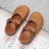 Girls Retro Leather Shoes 2025 Spring and Autumn New Baby Girl Velcro Single Shoes Little Girl Non-slip Princess Beanie Shoes