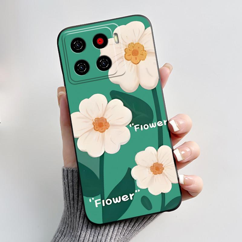 Чехол для телефона ZTE Blade A56 BladeA56 Pro Корпус Роскошная Мода Бабочки Цветы Черный Мягкий ТПУ Силикон Защитный Чехол