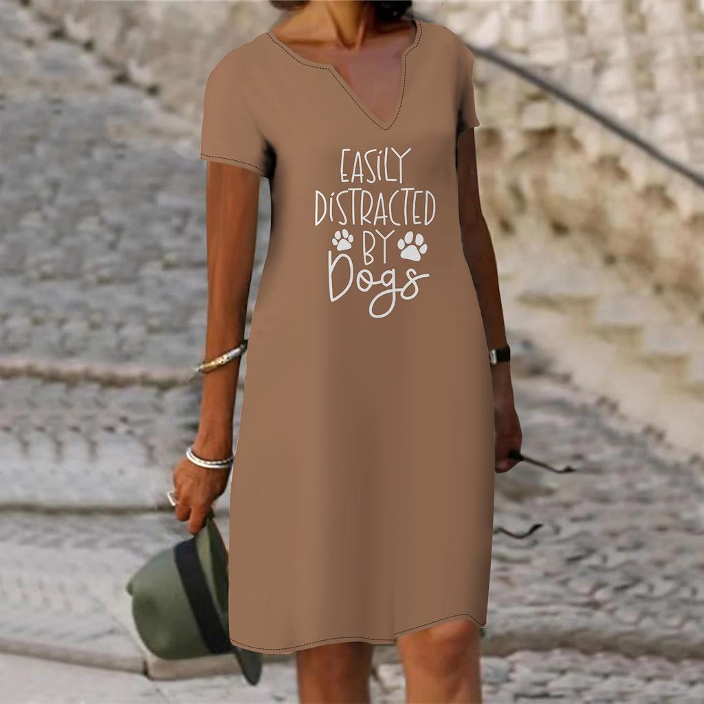 Летнее модное платье с v-образным вырезом, женское белое платье с коротким рукавом и принтом «Любовь», свободное повседневное платье для женщин