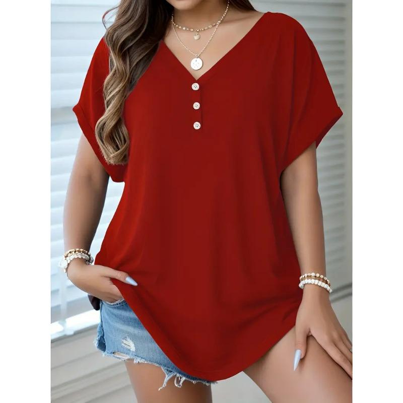 Женская футболка с рукавами «летучая мышь» на пуговицах, большого размера