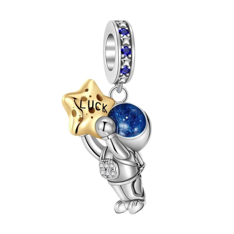 Мода Самолет Путешествия Земля Шармы Медь Планета Астронавт Серьги Бусины Подходят Оригинальным Браслетам Изысканные DIY Ювелирные Изделия