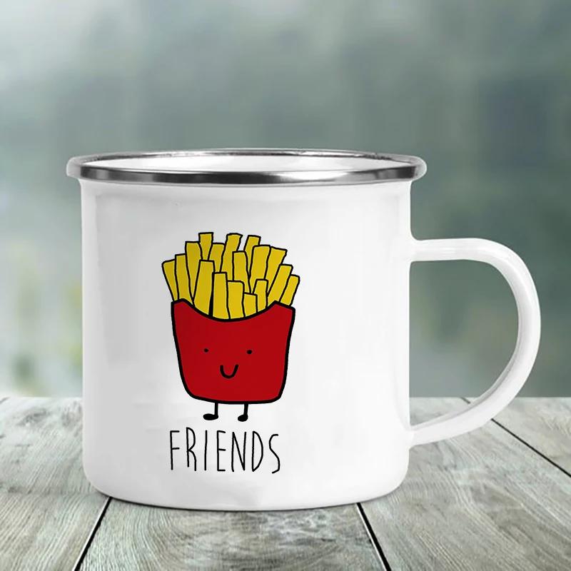 Лучший друг Печать Креативный Ретро Чай Сок Молоко Эмалированная Чашка Кофейная Кружка Вино Напитки Чашки Кемпинг Подогреваемая Посуда Для Питья Кружки Лучшие Подарки