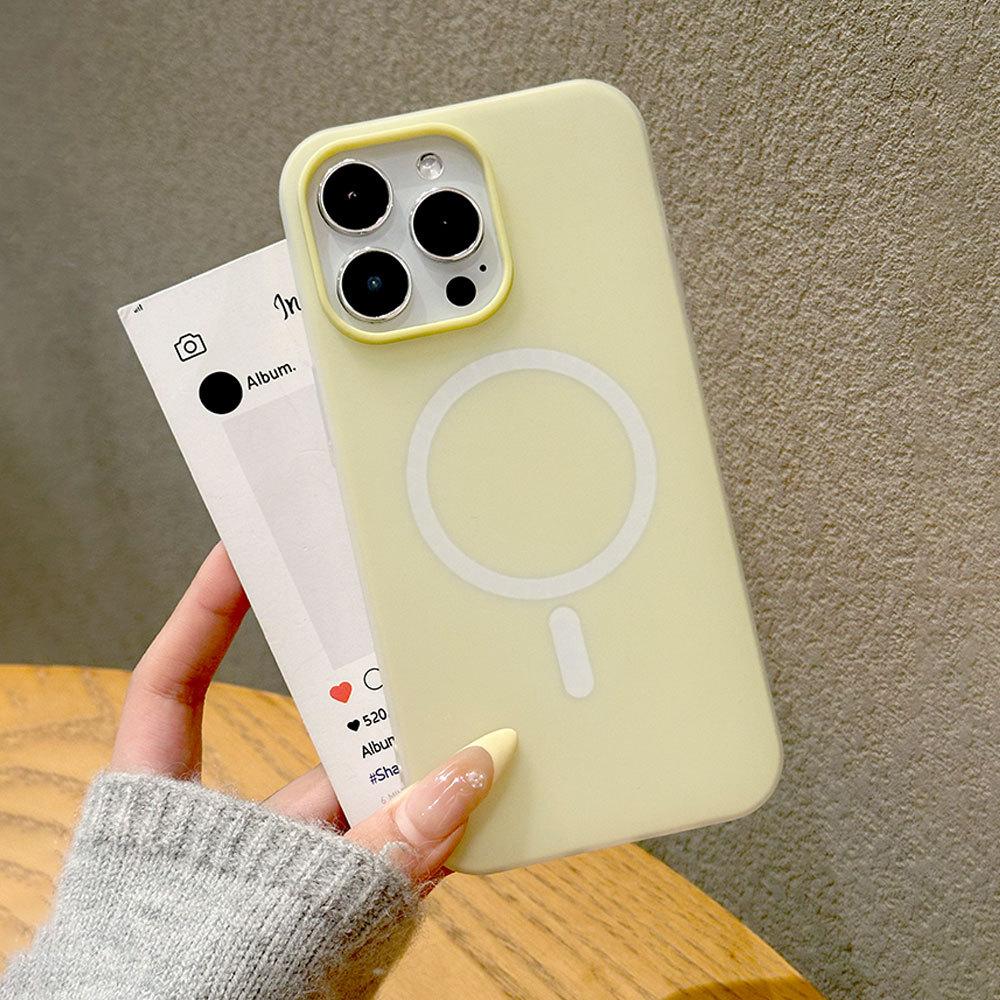Конфетный цвет Два в одном Магнитная адсорбция Подходит для чехла для мобильного телефона Apple 16 Защитный чехол для iPhone 15 Модный стиль Ins Чистый цвет