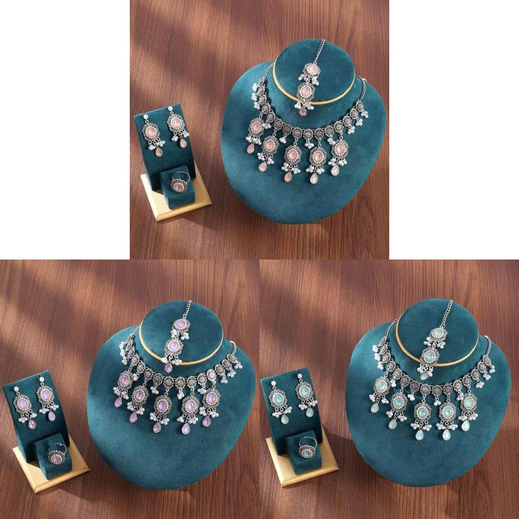 Luxury Water Drop Pendant Necklace With Pearl Tassel Earrings And Rhinestone Set For Women