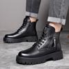 Fashion Lace-Up Motorcycle Boots Designer Fashion Ankle Boots New Warm Winter Men's High Top Casual Shoes Classic Male Walking Boots