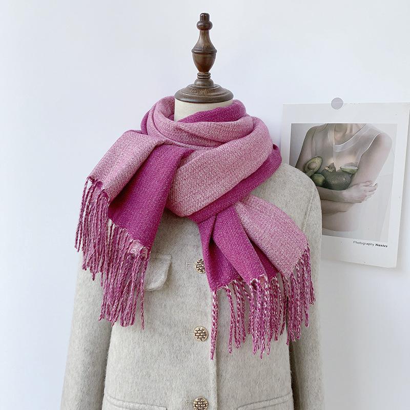 35 цветов 2024 осень и зима новый двухсторонний однотонный искусственный кашемировый кисточный платок утолщенный теплый шарф для мужчин и женщин