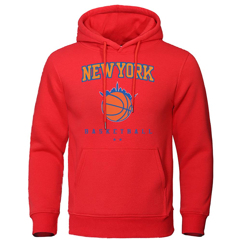 Newyork Basketball Город, укоренившийся в баскетболе Мужская одежда Толстовка с капюшоном Мультфильмы Флис Осенняя толстовка с круглым вырезом Толстовка