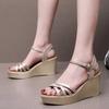 8cm 10cm Small Size 33-43 Fashion Soft Leather Sandals Platform Wedges Shoes 2025 Summer High Heels Sandals for Office Beach Mom
