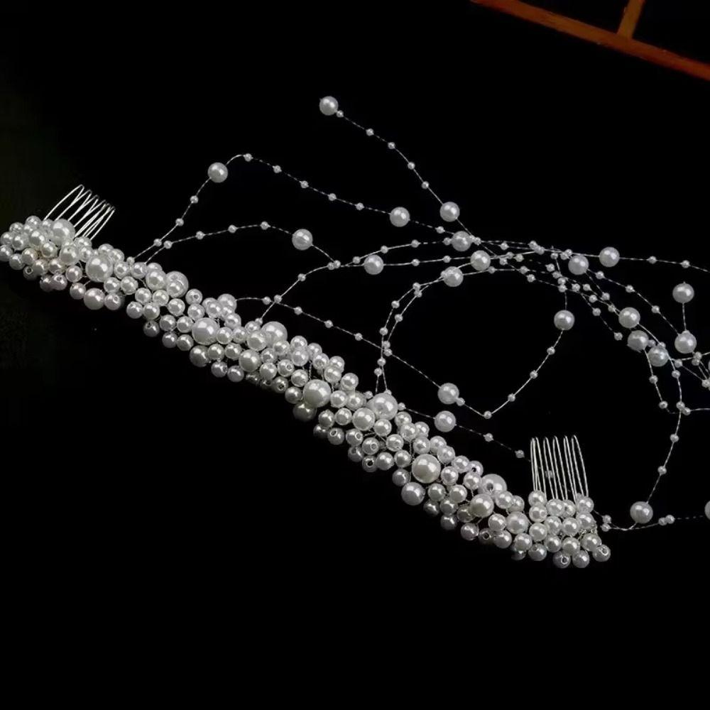 Elegant Pearl Tassels Hair Accessories Romantic Wedding Hair Piece Banquet Event