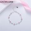 Sweet Pink Zircon Sakura Flower Charm Bracelets for Women INS 925 Sterling Silver Bracelet Wedding Party Jewelry