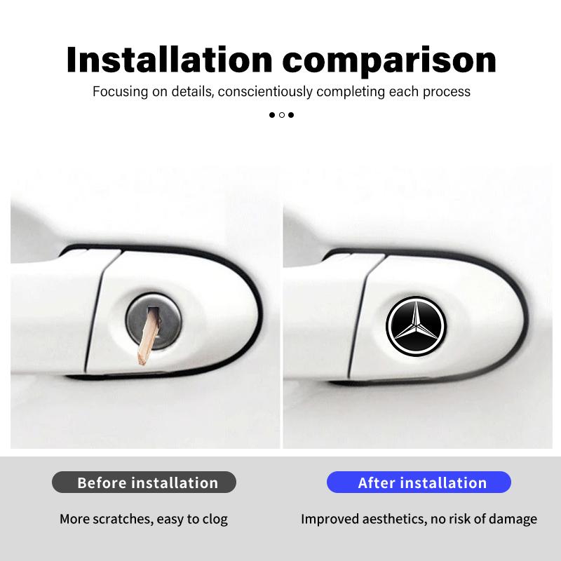 8pcs Car Door Keyhole Protection Sticker Decoration Accessories For Mercedes Benz AMG A C E S G Class W201 W210 W108 W204 W205 MR8