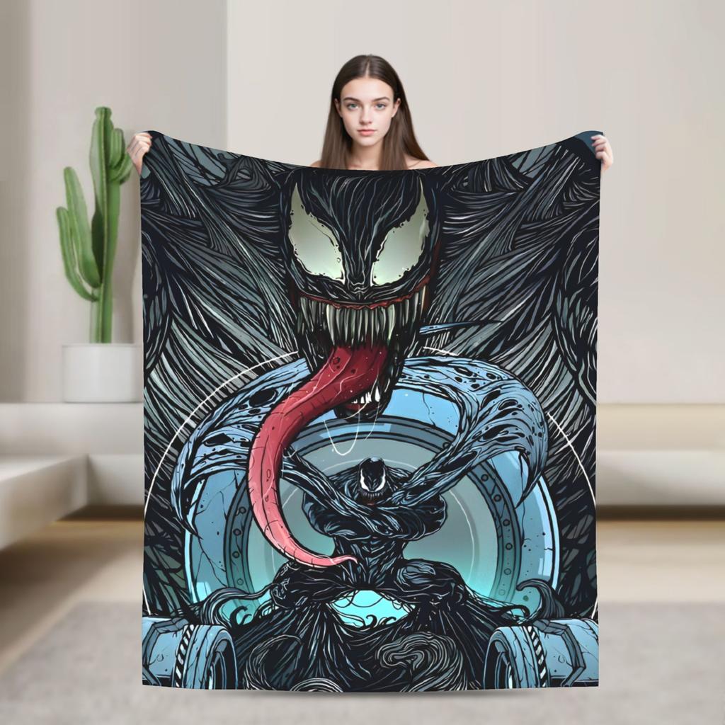 Venom cartoon Blanket  Travel Office Flannel Throw Blanket For Couch Chair Sofa Bed Soft Design Quality Bedspread Gift